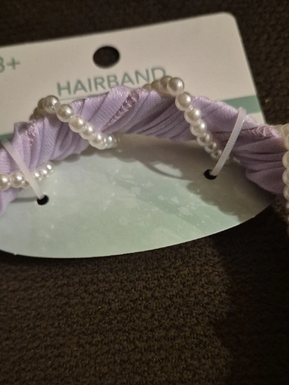 Kids Lavender Pearl Twist Headband - Hairband Serre Tete SZ 13×